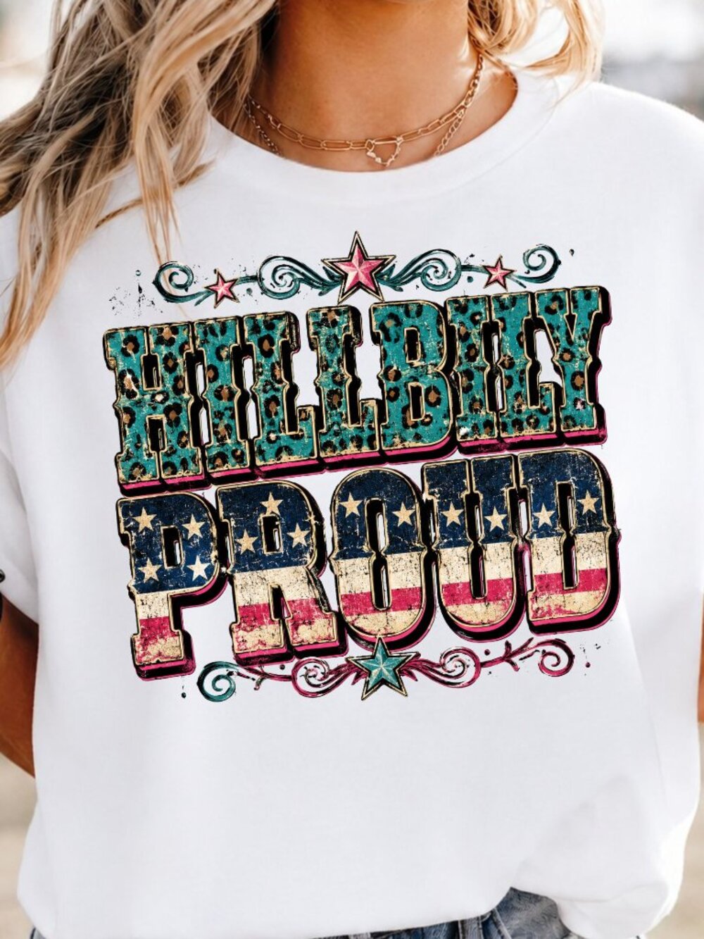 Graphic Shirt Hillbilly Proud Western Trendy Short Sleeve Tee Womens Tops White